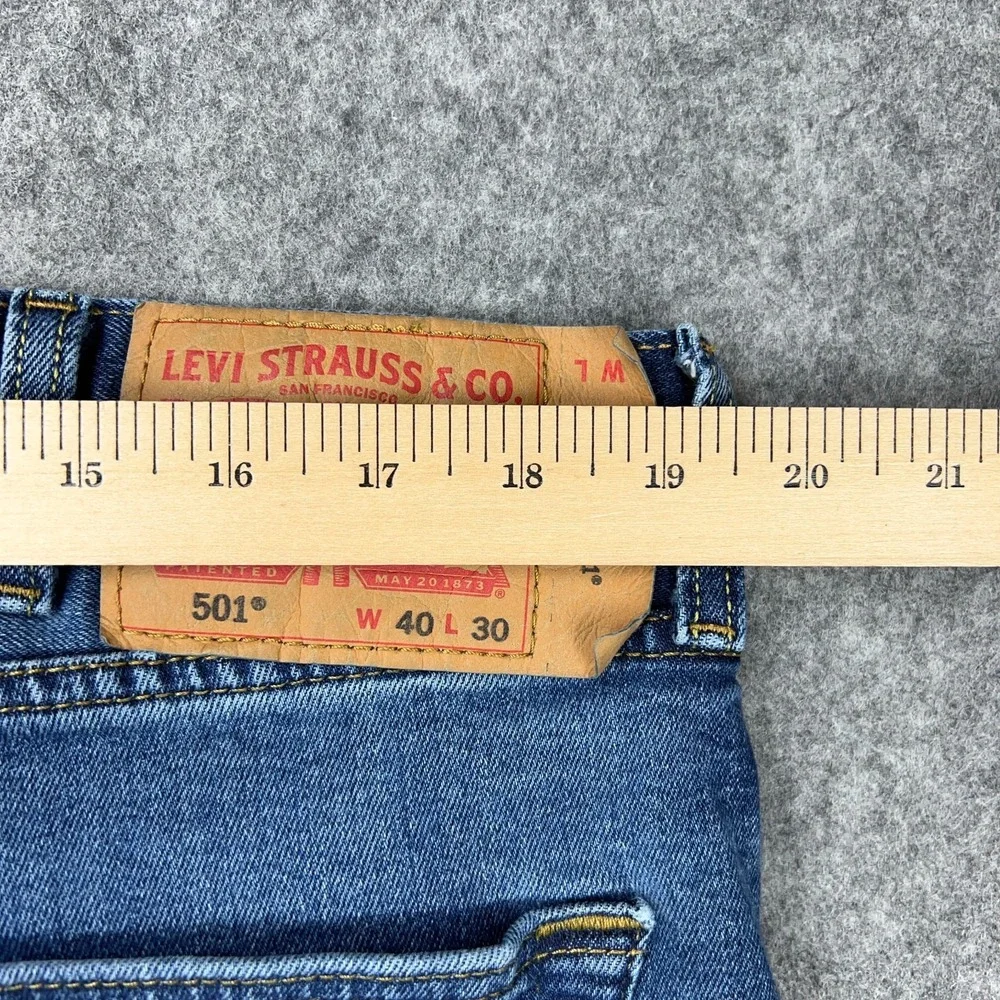 Levi's 501 Jeans Men‎ 40x30 Blue Straight Leg Regular Button Fly Stretch Denim